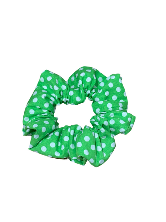 Green & White Spot Scrunchie