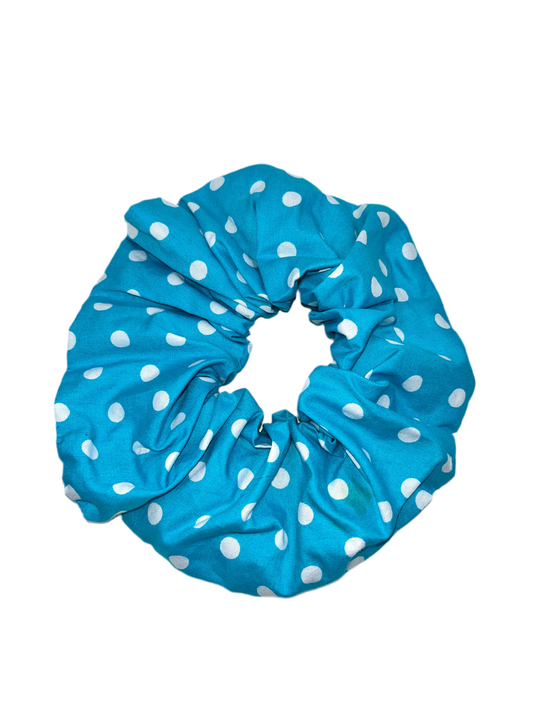 Blue Spotty Wide Scrunchie