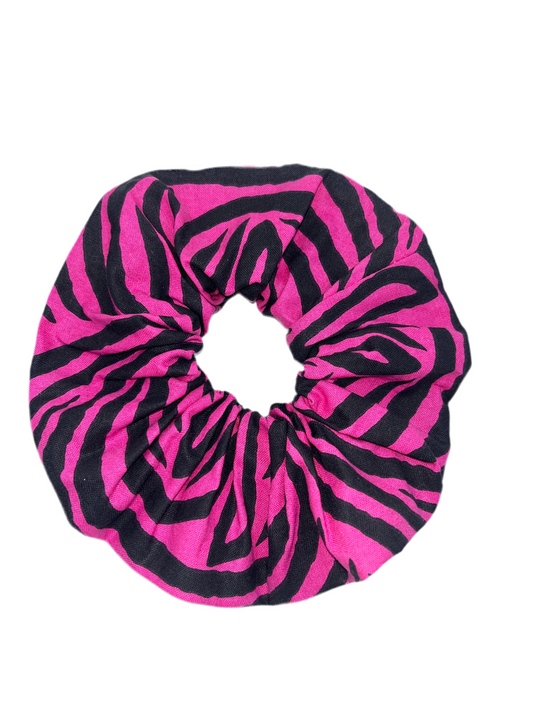 Pink Zebra Wide Scrunchie